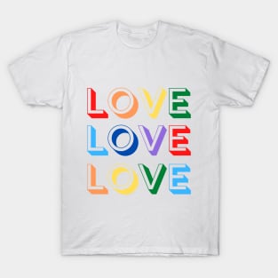 LOVE LOVE LOVE Rainbow Text T-Shirt